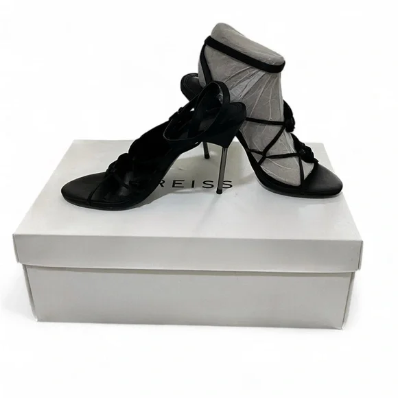 NIB REISS | SZ US 6 | Monroe Black Velvet Sandal Stiletto Pump Shoe $325 - Picture 8 of 10